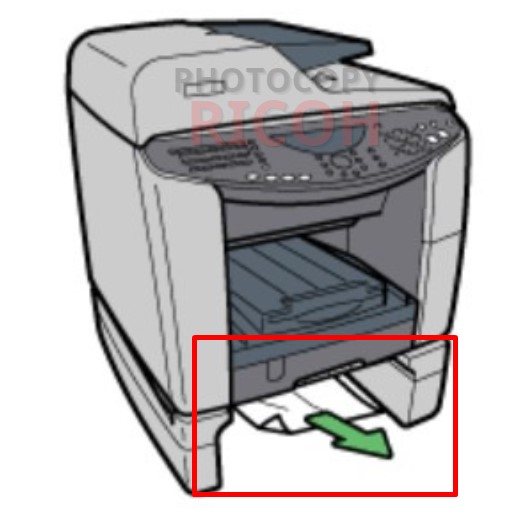 Xử lí lỗi kẹt giấy máy photocopy Ricoh - kẹt khay 2 (Tray 2): loại bỏ giấy bị kẹt