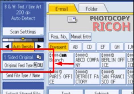 cách scan tài liệu từ máy photocopy vào máy tính : chọn 1 SIDED ORIGINAL nếu cần scan 1 mặt