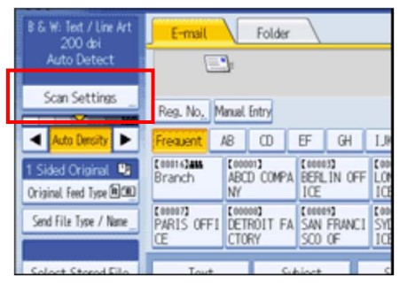 cách scan tài liệu từ máy photocopy vào máy tính : Nhấn SCAN SETTING để chọn lựa