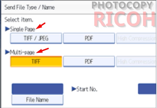 cách scan tài liệu từ máy photocopy vào máy tính : chọn SINGLE PAGE để scan mỗi trang thành 1 file, hoặc chọn MULTI PAGE để scan nhiều trang thành 1 file