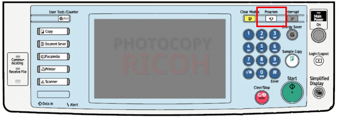 hướng dẫn sử dụng máy photocopy Ricoh : Phím Program dùng để cài đặt các chức năng mặc định khi khởi động máy photocopy.