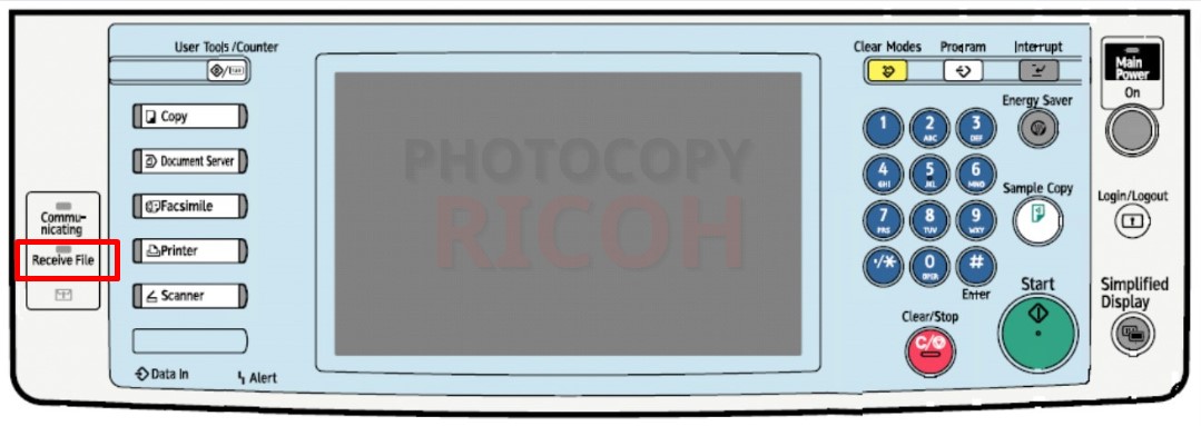 hướng dẫn sử dụng máy photocopy Ricoh : Phím Receiving File sẽ sáng liên tục trong khi dữ liệu không phải là hộp cá nhân hoặc tệp khóa bộ nhớ đang được nhận và lưu trữ trong bộ nhớ fax.