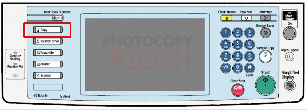 hướng dẫn sử dụng máy photocopy Ricoh : phím Copy thực hiện các hoạt động sao chép của người dùng