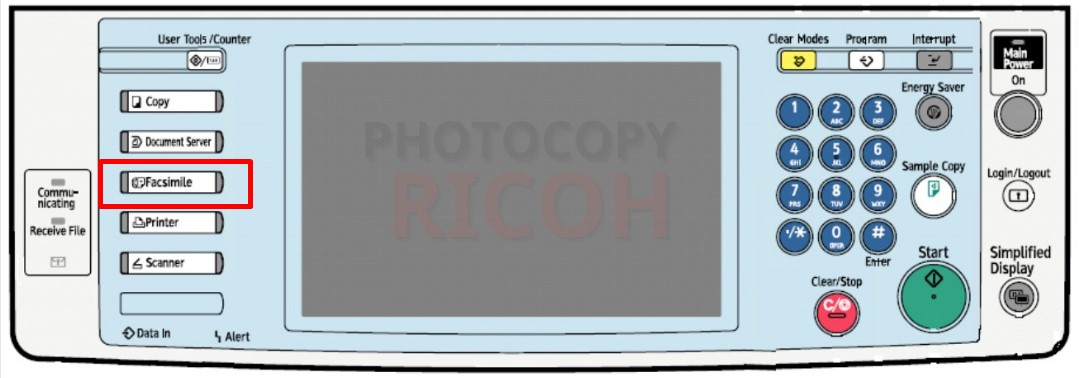 hướng dẫn sử dụng máy photocopy Ricoh : phím Facsimile thực hiện các hoạt động nhận/gửi fax của người dùng.