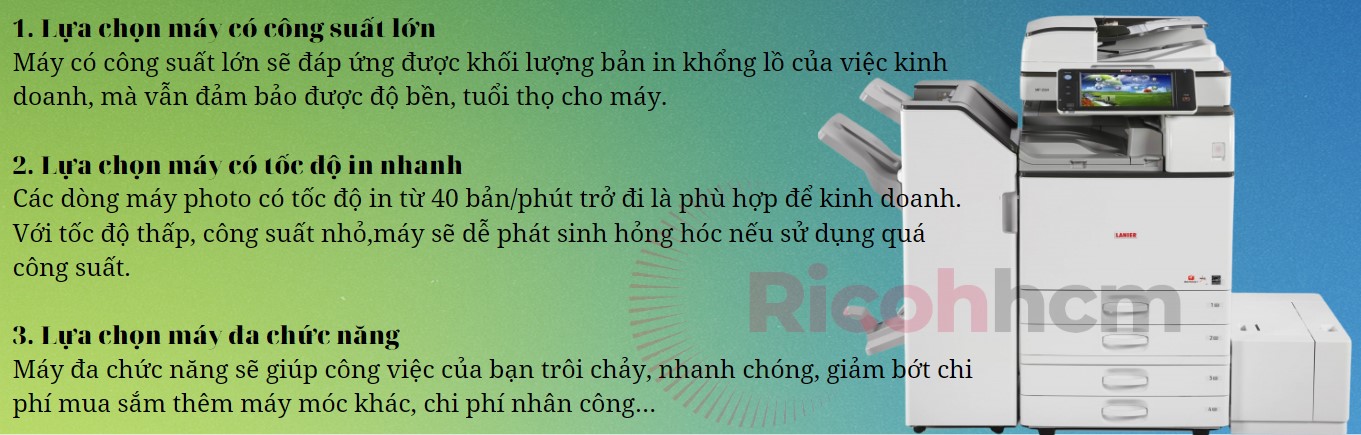 Mua máy photocopy để kinh doanh : Máy photo cũ nhập khẩu có độ mới trên 90%, có chất lượng không thua gì máy mới, nhưng đặc biệt có giá thành rẻ hơn rất nhiều. Việc này giúp bạn giảm bớt gánh nặng chi phí đầu tư ban đầu, đồng thời nhanh chóng thu hồi được nguồn vốn.