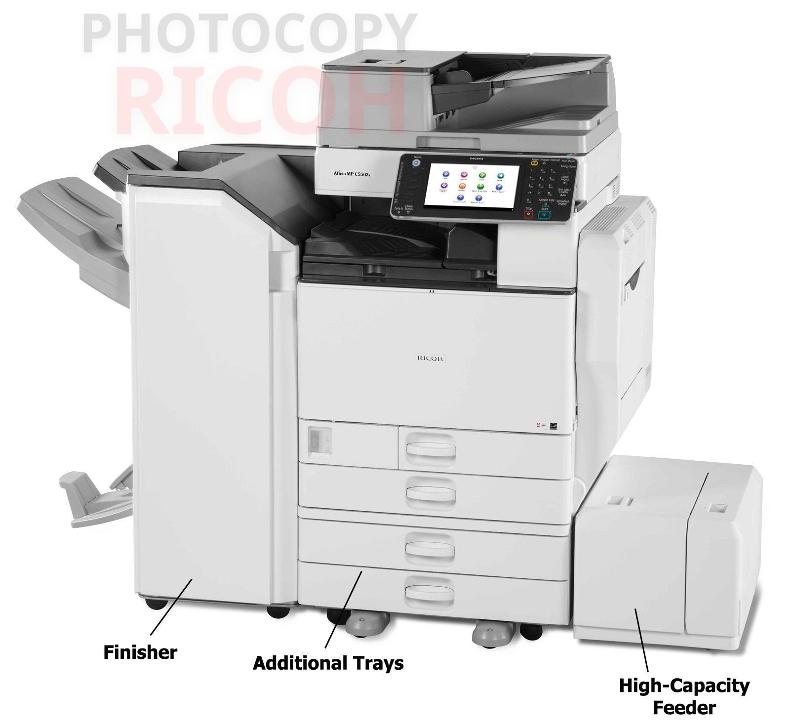Máy photocopy Rioch giá rẻ: Ricoh MP 5502 là dòng photocopy laser màu, với tốc độ 55 bản/phút, được nhập khẩu từ các nước Mỹ, Canada, tình trạng: mới 90% trở lên.