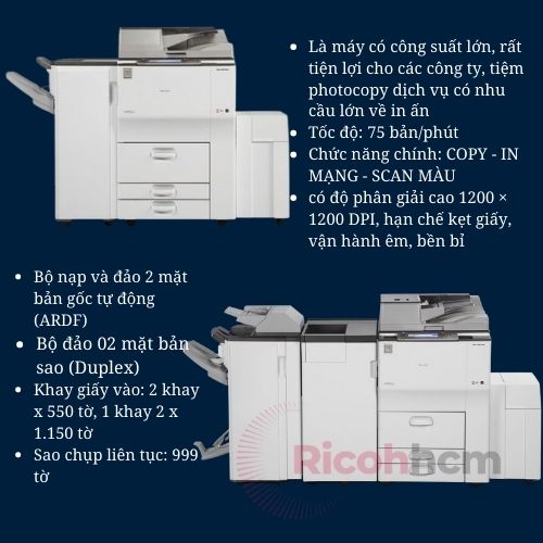 Top 3 dòng máy photocopy để kinh doanh thương hiệu Ricoh bạn có thể lựa chọn: Máy RICOH MP 7502