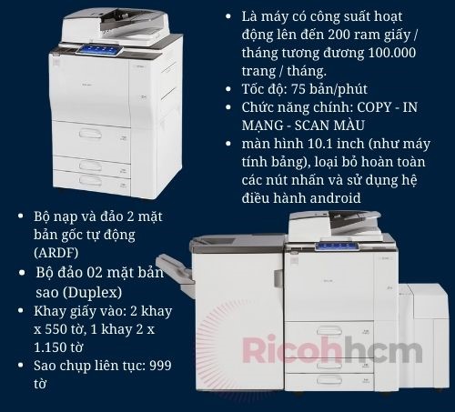 Top 3 dòng máy photocopy để kinh doanh thương hiệu Ricoh bạn có thể lựa chọn: Máy RICOH MP 7503
