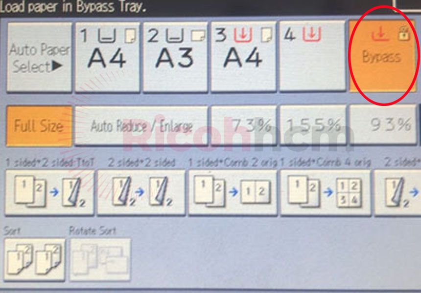 Hướng dẫn photocopy in giấy dày máy photocopy Ricoh : chọn khay giấy