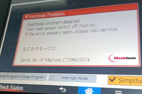 Máy photocopy Ricoh lỗi sc 899-00 cách xử lý