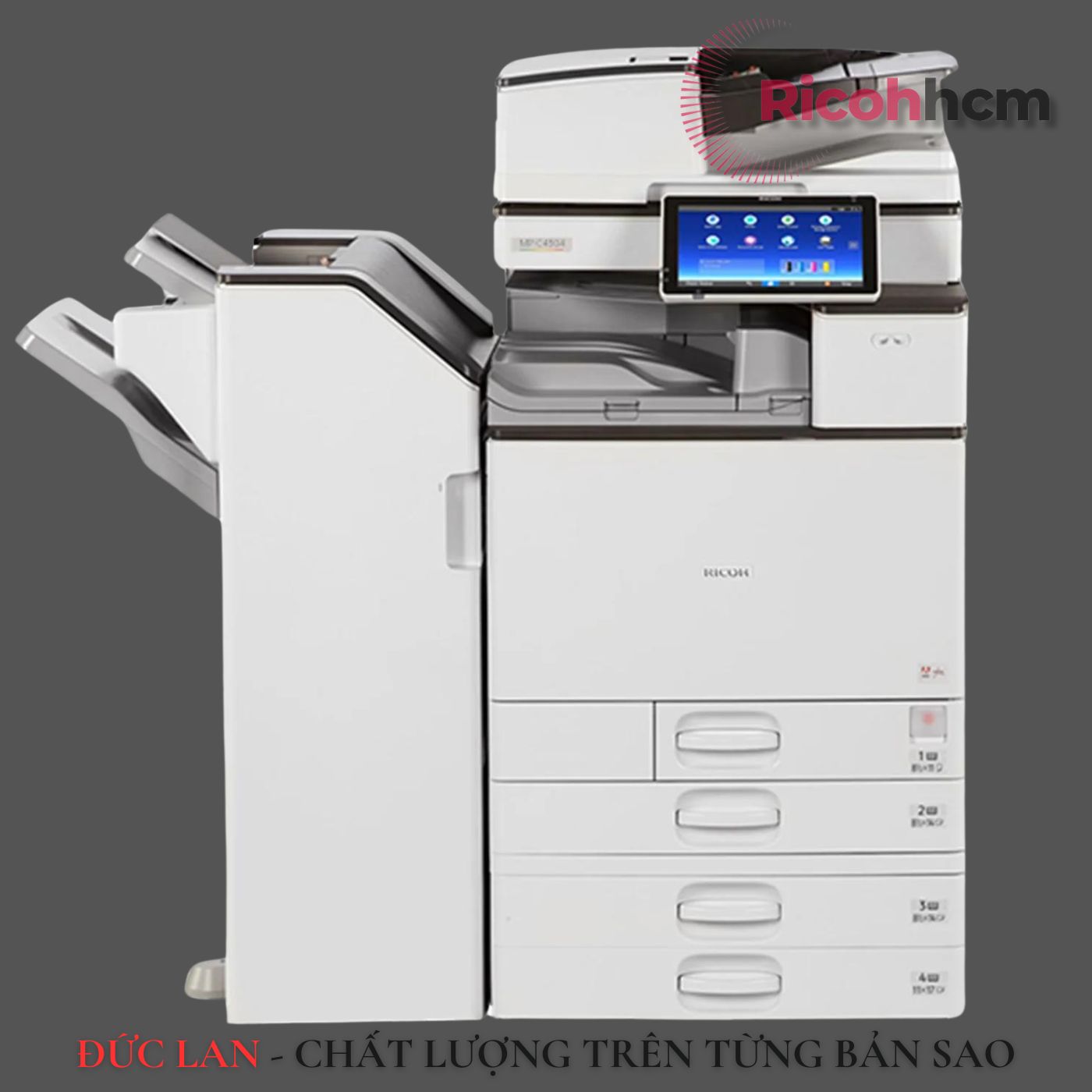 Máy photocopy màu Ricoh MP C4504 là dòng máy A3 hội đủ chức năng: photo màu, in màu mạng, scan màu và fax. 