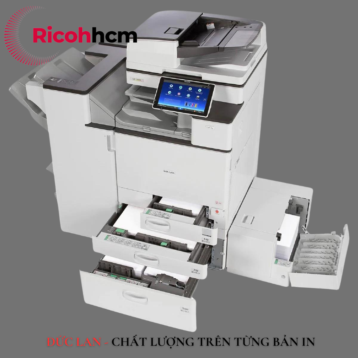 Máy photocopy màu Ricoh MP C4504 có chế độ bảo mật tuyệt vời: sẽ yêu cầu xác thực người dùng để ngăn chặn mọi truy cập trái phép.