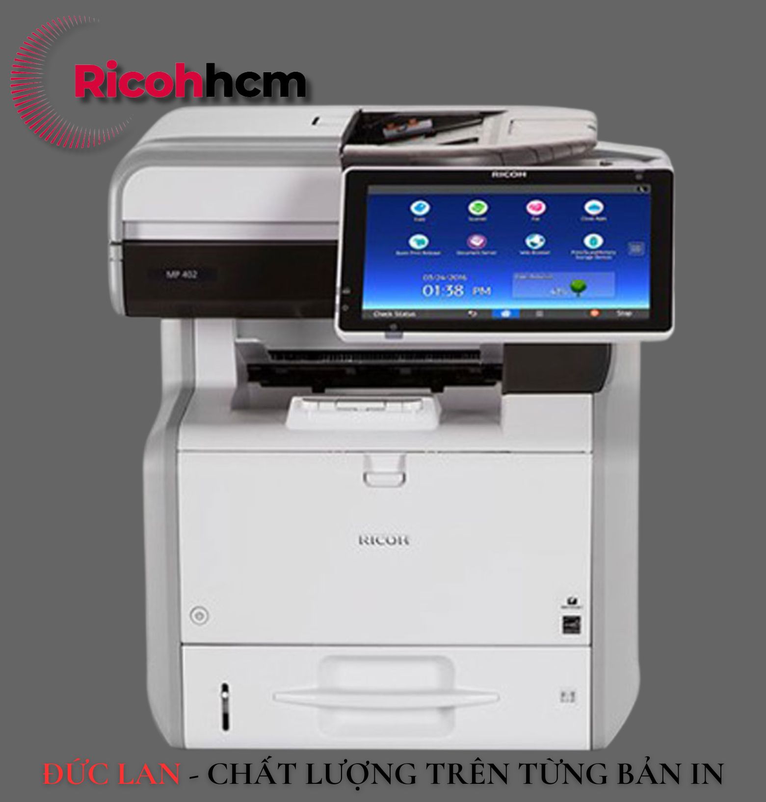 Máy photocopy Ricoh MP 402 sở hữu thiết kế nhỏ gọn, tinh tế. Màu trắng kết hợp cùng bề mặt trơn bóng giúp sản phẩm thêm phần hiện đại, có tốc độ in đạt 45 bản/ phút giúp bạn tiết kiệm rất nhiều thời gian photo tài liệu.