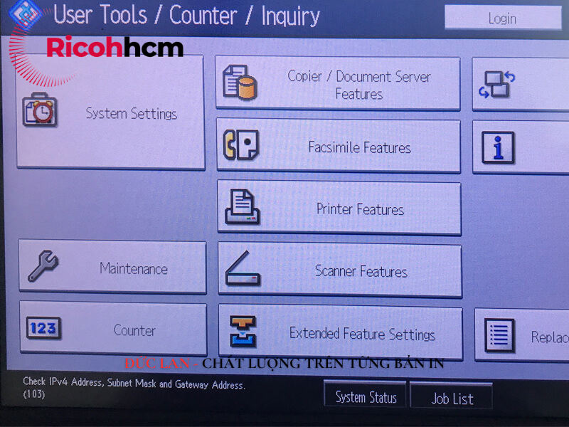 Cách đọc số counter máy photocopy Ricoh MP4002/ 5002- Bước 2