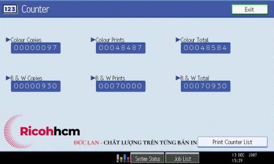 Cách đọc số counter máy photocopy Ricoh MP4002/ 5002- Bước 3