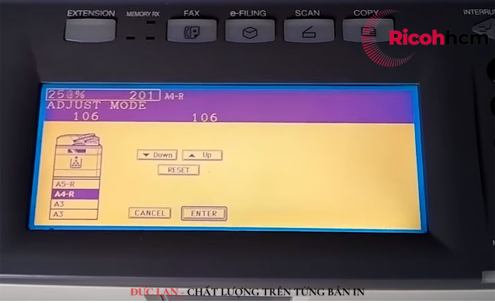 Tiến hành hiệu chỉnh mực máy photocopy Toshiba ở chế độ Adjust Mode