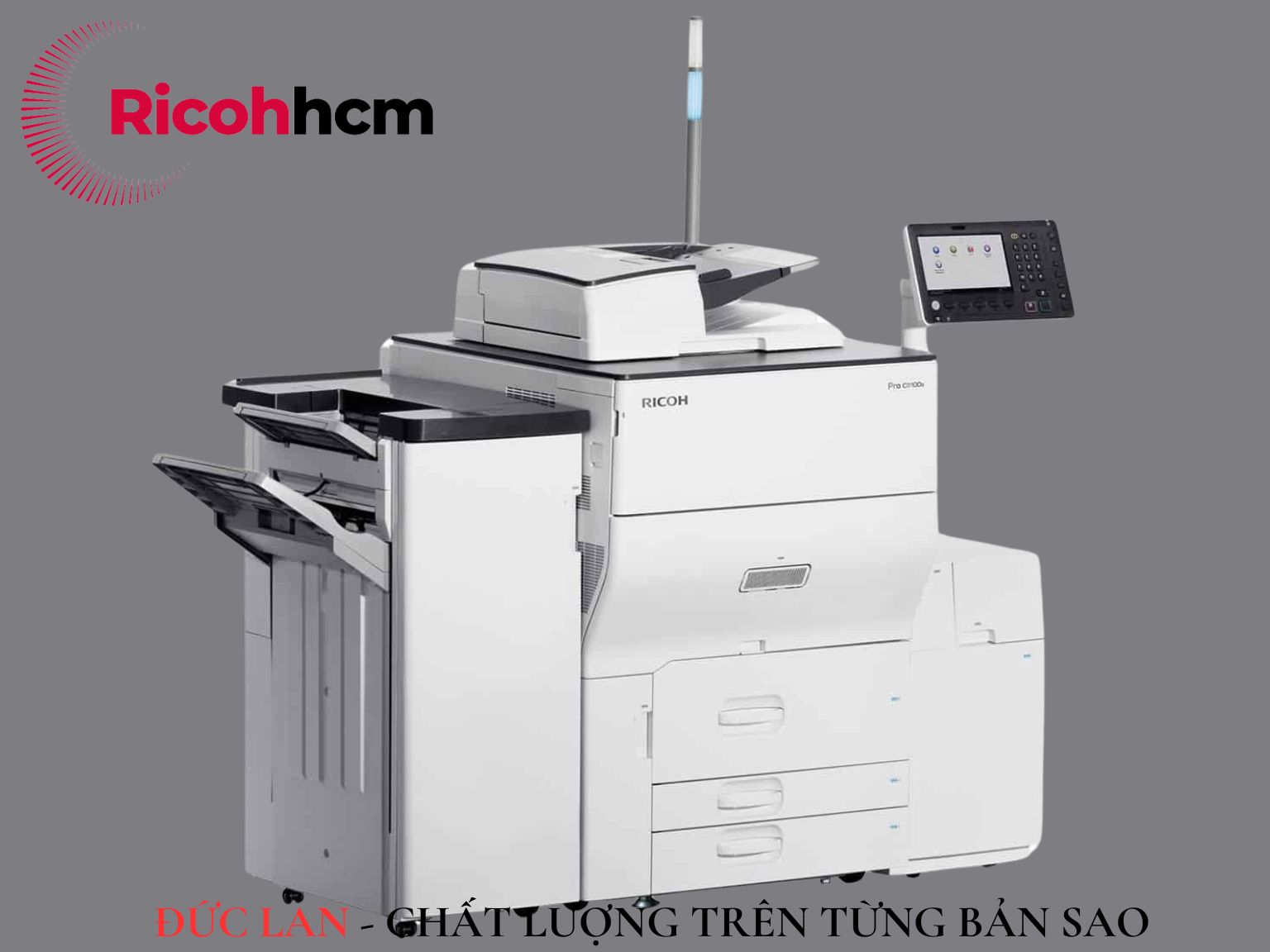 Máy photocopy màu công suất lớn Ricoh Pro C5100S có thể sao chụp và in với tốc độ 60 trang/phút với độ phân giải vượt trội 4800 dpi.