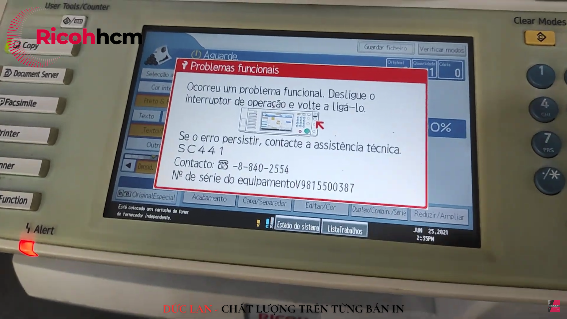 Khắc phục lỗi SC 441 trên máy photocopy Ricoh