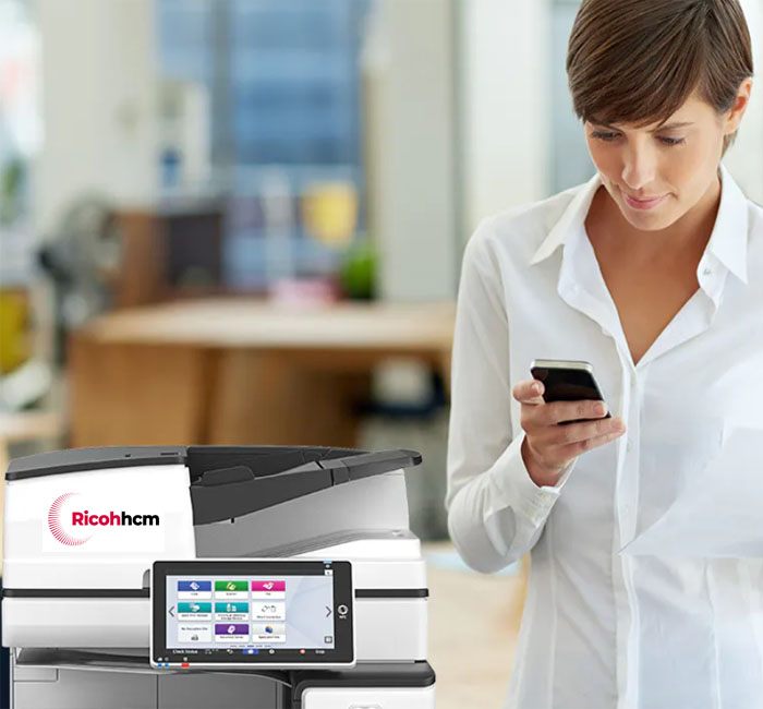 Chức năng in qua điện thoại trên máy photocopy MÀU rICOH im c4500